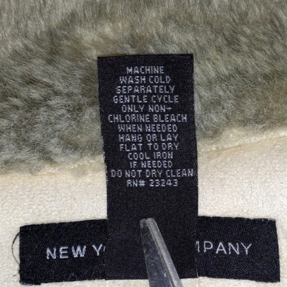 🏖️Soft Brushed Faux Suede w Faux Fur Lining Button Front Coat Size Large - Picture 12 of 13